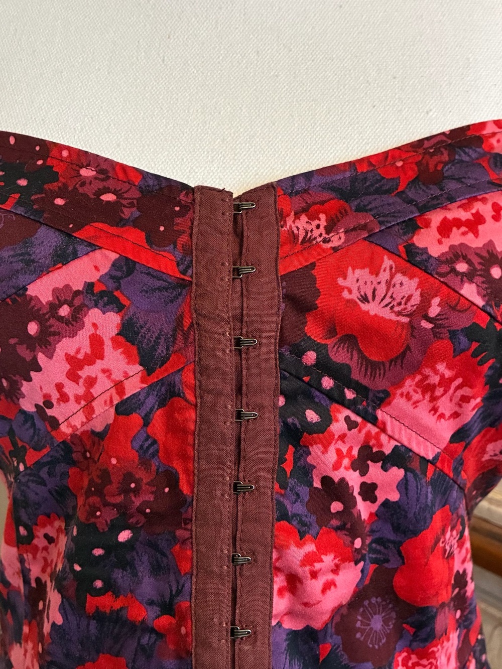 Free People Floral Hook-and-Eye Peplum Top in Red and Pink - Picture 2 of 16